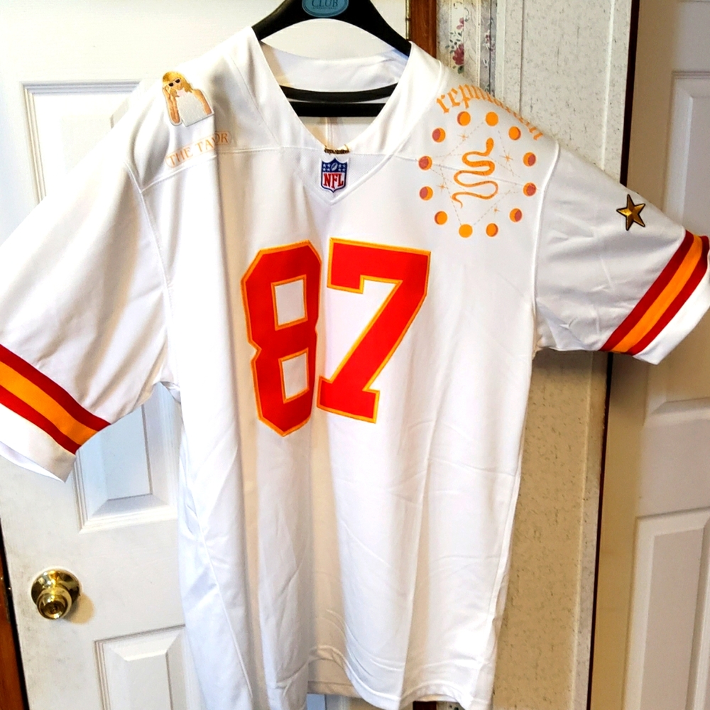 T Swiftie KC 87 White Custom Away Jersey Theme (Reputation) With Anklet …